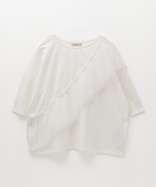 Howdy Marie（ハウディ―マリー）の「Howdy Marieギャザーチュール 5分袖Ｔシャツ（Tシャツ/カットソー・レディース・ブラック/チャコールグレー/オフホワイト・M/L）」の15枚目の写真