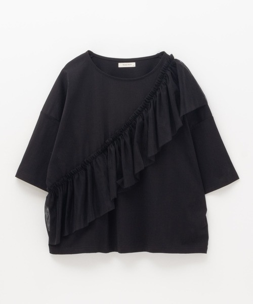 Howdy Marie（ハウディ―マリー）の「Howdy Marieギャザーチュール 5分袖Ｔシャツ（Tシャツ/カットソー・レディース・ブラック/チャコールグレー/オフホワイト・M/L）」の17枚目の写真