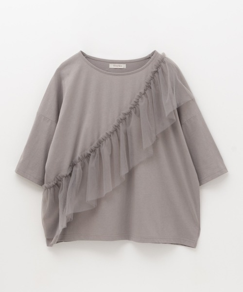 Howdy Marie（ハウディ―マリー）の「Howdy Marieギャザーチュール 5分袖Ｔシャツ（Tシャツ/カットソー・レディース・ブラック/チャコールグレー/オフホワイト・M/L）」の19枚目の写真