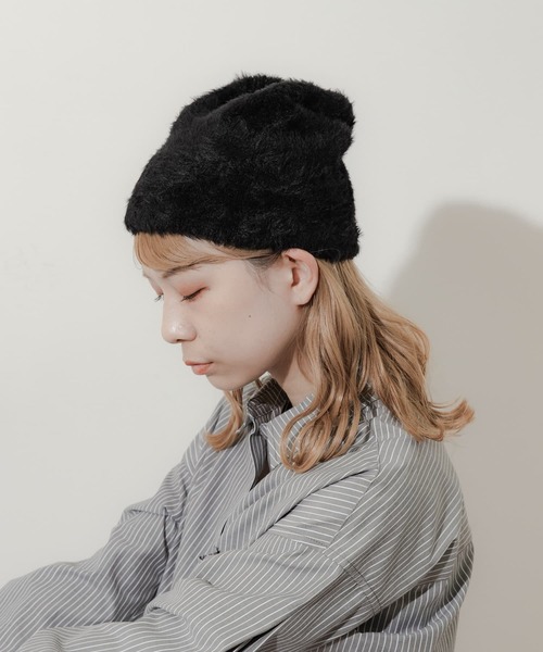 SMELLY（スメリー）の「シャギービーニー（ニットキャップ/ビーニー・レディース・ブラウン/アイボリー/ブラック・-）」の3枚目の写真