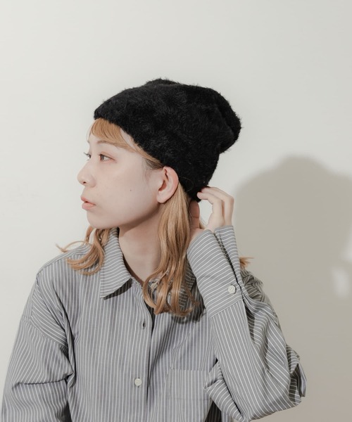 SMELLY（スメリー）の「シャギービーニー（ニットキャップ/ビーニー・レディース・ブラウン/アイボリー/ブラック・-）」の13枚目の写真