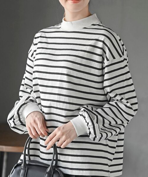 rps（アールピーエス）の「ボリューム袖ハイネックカットプルオーバー（Tシャツ/カットソー・レディース・アイボリー/ブラック/その他/オフホワイト・フリー）」の2枚目の写真