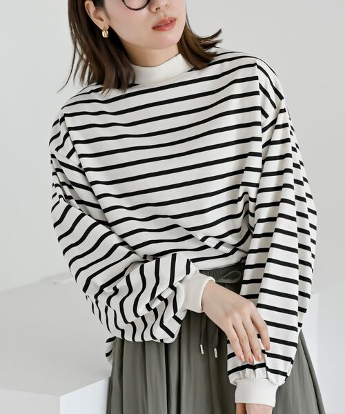 rps（アールピーエス）の「ボリューム袖ハイネックカットプルオーバー（Tシャツ/カットソー・レディース・アイボリー/ブラック/その他/オフホワイト・フリー）」の4枚目の写真