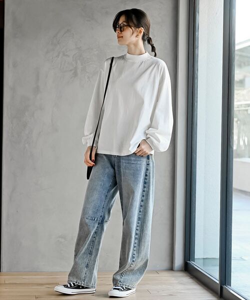 rps（アールピーエス）の「ボリューム袖ハイネックカットプルオーバー（Tシャツ/カットソー・レディース・アイボリー/ブラック/その他/オフホワイト・フリー）」の5枚目の写真