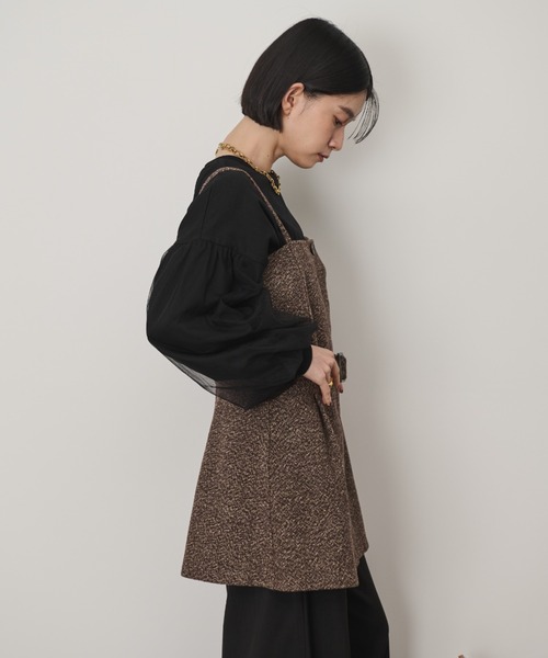 Shelly island（シェリーアイランド）の「ベルト付ツイードキャミ（キャミソール・レディース・ブラウン/ブラック・M）」の10枚目の写真