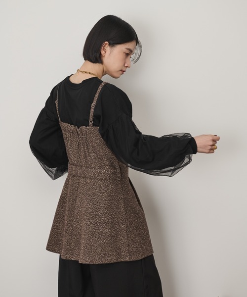 Shelly island（シェリーアイランド）の「ベルト付ツイードキャミ（キャミソール・レディース・ブラウン/ブラック・M）」の11枚目の写真