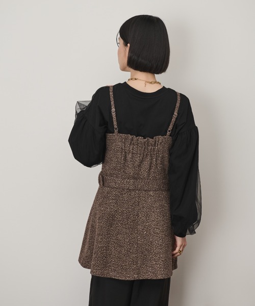 Shelly island（シェリーアイランド）の「ベルト付ツイードキャミ（キャミソール・レディース・ブラウン/ブラック・M）」の12枚目の写真