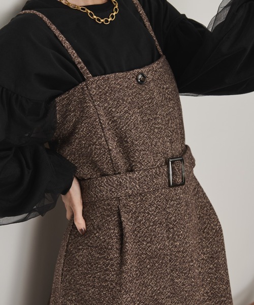 Shelly island（シェリーアイランド）の「ベルト付ツイードキャミ（キャミソール・レディース・ブラウン/ブラック・M）」の3枚目の写真