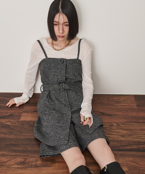 Shelly island（シェリーアイランド）の「ベルト付ツイードキャミ（キャミソール・レディース・ブラウン/ブラック・M）」の20枚目の写真