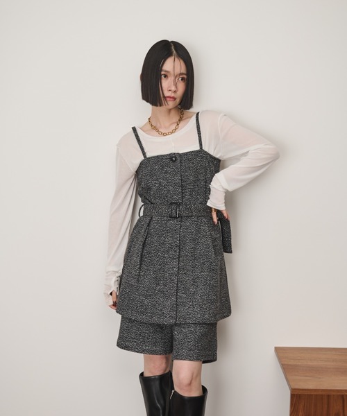 Shelly island（シェリーアイランド）の「ベルト付ツイードキャミ（キャミソール・レディース・ブラウン/ブラック・M）」の21枚目の写真