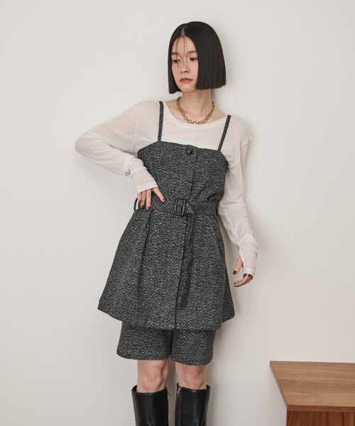 Shelly island（シェリーアイランド）の「ベルト付ツイードキャミ（キャミソール・レディース・ブラウン/ブラック・M）」の22枚目の写真