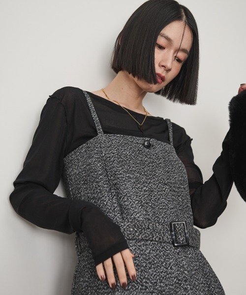 Shelly island（シェリーアイランド）の「ベルト付ツイードキャミ（キャミソール・レディース・ブラウン/ブラック・M）」の14枚目の写真