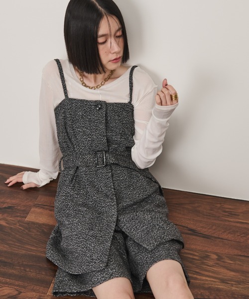 Shelly island（シェリーアイランド）の「ベルト付ツイードキャミ（キャミソール・レディース・ブラウン/ブラック・M）」の19枚目の写真