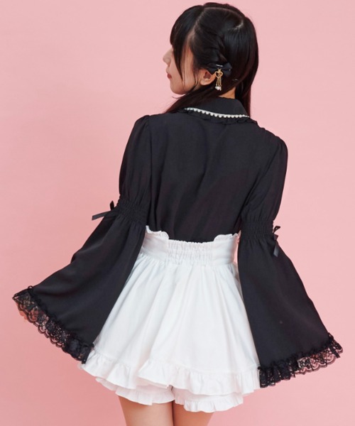 Secret Honey(シークレットハニー)の「パール襟フレア袖ブラウス(シャツ/ブラウス・レディース・オフホワイト/ピンク/ブラック/ワインレッド・MEDIUM)」の11枚目の写真