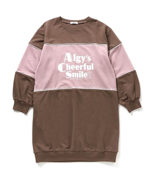 algy(アルジー)の「ブロッキングトレーナーワンピ(ワンピース・キッズ・ブラウン/サックスブルー/ブルー・X-SMALL/XX-SMALL/XXX-SMALL/SMALL/MEDIUM)」の1枚目の写真