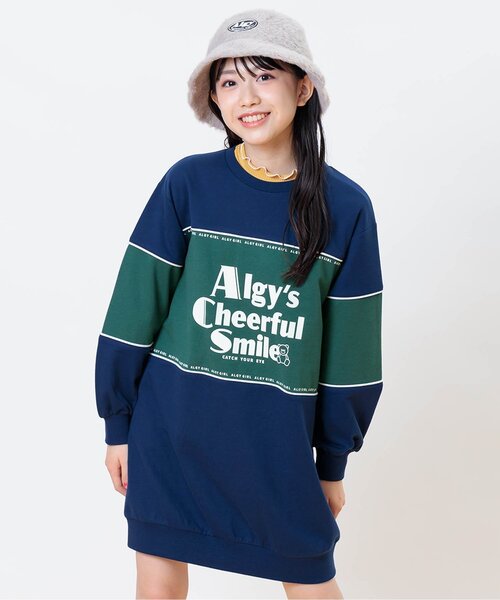 algy(アルジー)の「ブロッキングトレーナーワンピ(ワンピース・キッズ・ブラウン/サックスブルー/ブルー・X-SMALL/XX-SMALL/XXX-SMALL/SMALL/MEDIUM)」の3枚目の写真