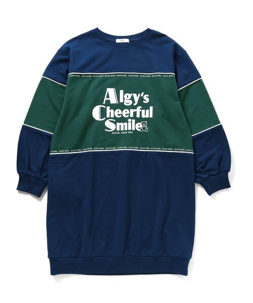 algy(アルジー)の「ブロッキングトレーナーワンピ(ワンピース・キッズ・ブラウン/サックスブルー/ブルー・X-SMALL/XX-SMALL/XXX-SMALL/SMALL/MEDIUM)」の6枚目の写真