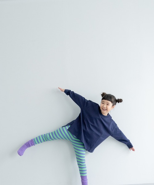 LOWRYS FARM（ローリーズファーム）の「ボーダーリブレギンス　134398（レギンス/スパッツ・キッズ・ブラック/パープル/レッド/ブルー/ピンク/グリーン/オレンジ/ライトブルー・110cm/100cm/120cm/130cm）」の17枚目の写真