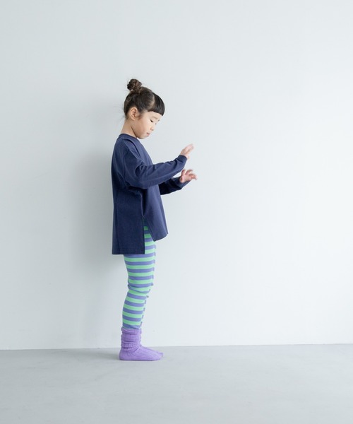 LOWRYS FARM（ローリーズファーム）の「ボーダーリブレギンス　134398（レギンス/スパッツ・キッズ・ブラック/パープル/レッド/ブルー/ピンク/グリーン/オレンジ/ライトブルー・110cm/100cm/120cm/130cm）」の15枚目の写真