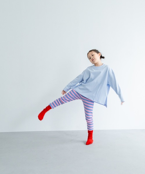 LOWRYS FARM（ローリーズファーム）の「ボーダーリブレギンス　134398（レギンス/スパッツ・キッズ・ブラック/パープル/レッド/ブルー/ピンク/グリーン/オレンジ/ライトブルー・110cm/100cm/120cm/130cm）」の19枚目の写真