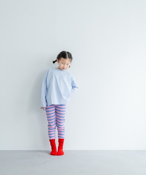 LOWRYS FARM（ローリーズファーム）の「ボーダーリブレギンス　134398（レギンス/スパッツ・キッズ・ブラック/パープル/レッド/ブルー/ピンク/グリーン/オレンジ/ライトブルー・110cm/100cm/120cm/130cm）」の20枚目の写真