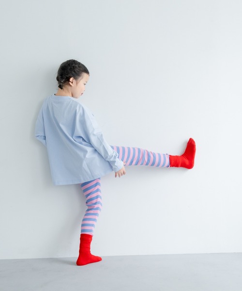 LOWRYS FARM（ローリーズファーム）の「ボーダーリブレギンス　134398（レギンス/スパッツ・キッズ・ブラック/パープル/レッド/ブルー/ピンク/グリーン/オレンジ/ライトブルー・110cm/100cm/120cm/130cm）」の22枚目の写真