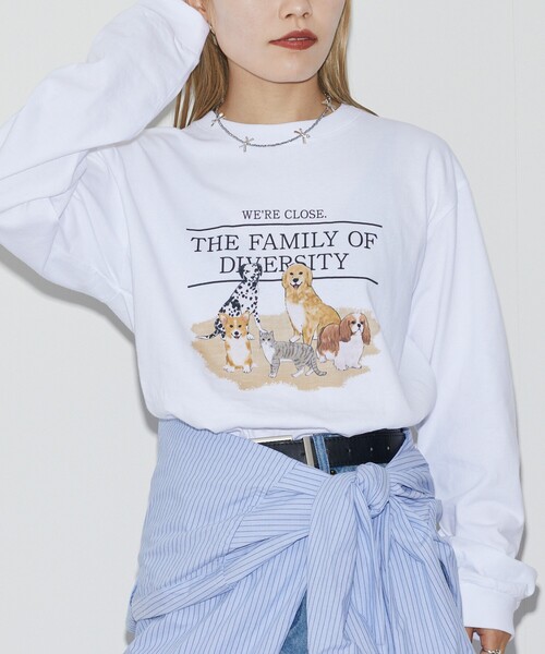 Firsthand（ファーストハンド）の「Firsthand/ファーストハンド USAコットンアニマルプリントT / ロンT / 長袖プリントTシャツ（Tシャツ/カットソー・レディース・ホワイト/チャコールグレー・ONE SIZE）」の8枚目の写真