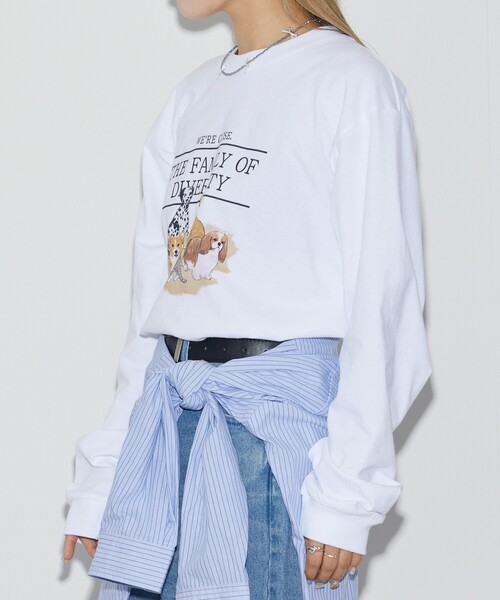 Firsthand（ファーストハンド）の「Firsthand/ファーストハンド USAコットンアニマルプリントT / ロンT / 長袖プリントTシャツ（Tシャツ/カットソー・レディース・ホワイト/チャコールグレー・ONE SIZE）」の9枚目の写真