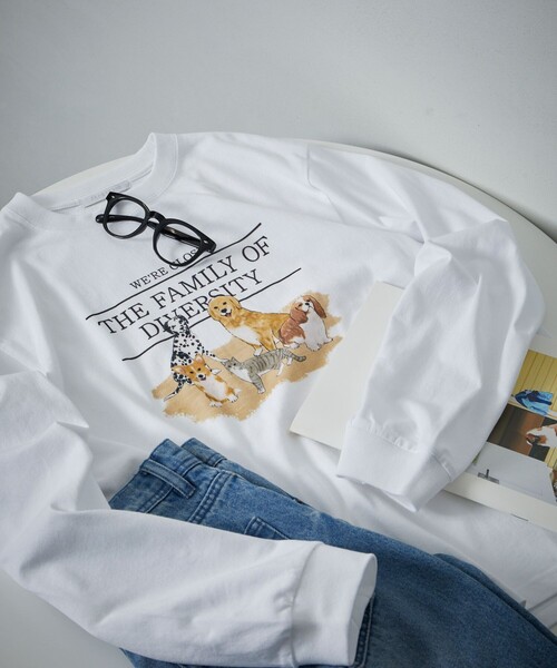 Firsthand（ファーストハンド）の「Firsthand/ファーストハンド USAコットンアニマルプリントT / ロンT / 長袖プリントTシャツ（Tシャツ/カットソー・レディース・ホワイト/チャコールグレー・ONE SIZE）」の2枚目の写真