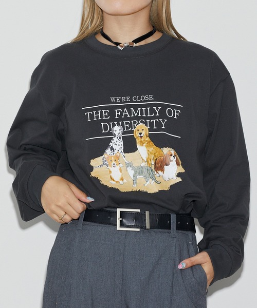 Firsthand（ファーストハンド）の「Firsthand/ファーストハンド USAコットンアニマルプリントT / ロンT / 長袖プリントTシャツ（Tシャツ/カットソー・レディース・ホワイト/チャコールグレー・ONE SIZE）」の15枚目の写真