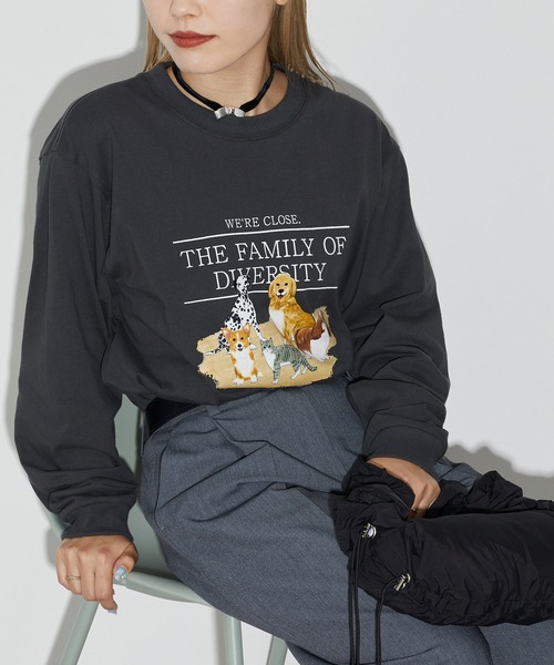 Firsthand（ファーストハンド）の「Firsthand/ファーストハンド USAコットンアニマルプリントT / ロンT / 長袖プリントTシャツ（Tシャツ/カットソー・レディース・ホワイト/チャコールグレー・ONE SIZE）」の21枚目の写真