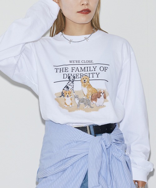 Firsthand（ファーストハンド）の「Firsthand/ファーストハンド USAコットンアニマルプリントT / ロンT / 長袖プリントTシャツ（Tシャツ/カットソー・レディース・ホワイト/チャコールグレー・ONE SIZE）」の22枚目の写真