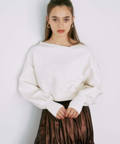 archives（アルシーヴ）の「ダンボールオフショルプルオーバー（スウェット・レディース・チャコールグレー/ブラック/アイボリー・MEDIUM）」の4枚目の写真