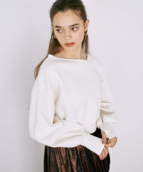 archives（アルシーヴ）の「ダンボールオフショルプルオーバー（スウェット・レディース・チャコールグレー/ブラック/アイボリー・MEDIUM）」の5枚目の写真