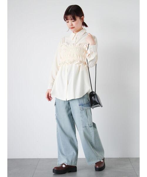 ehka sopo(エヘカソポ)の「ビスチェセットシャツ(シャツ/ブラウス・レディース・キナリ/グリーン/ブラック・F)」の8枚目の写真