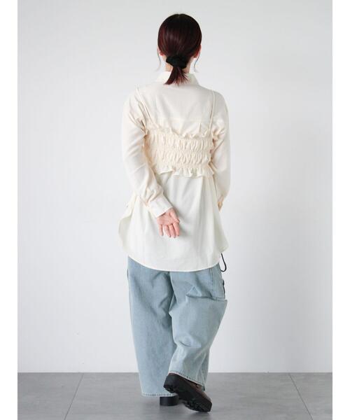 ehka sopo(エヘカソポ)の「ビスチェセットシャツ(シャツ/ブラウス・レディース・キナリ/グリーン/ブラック・F)」の11枚目の写真