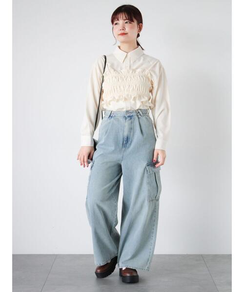 ehka sopo(エヘカソポ)の「ビスチェセットシャツ(シャツ/ブラウス・レディース・キナリ/グリーン/ブラック・F)」の12枚目の写真