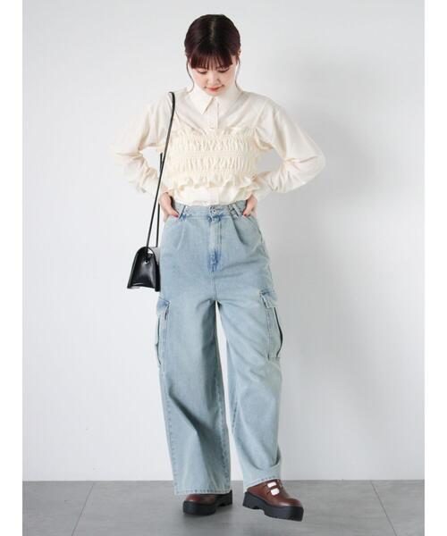 ehka sopo(エヘカソポ)の「ビスチェセットシャツ(シャツ/ブラウス・レディース・キナリ/グリーン/ブラック・F)」の13枚目の写真