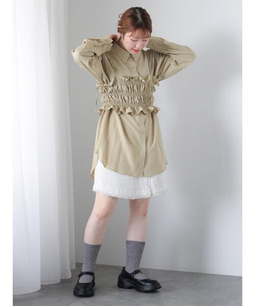 ehka sopo(エヘカソポ)の「ビスチェセットシャツ(シャツ/ブラウス・レディース・キナリ/グリーン/ブラック・F)」の17枚目の写真