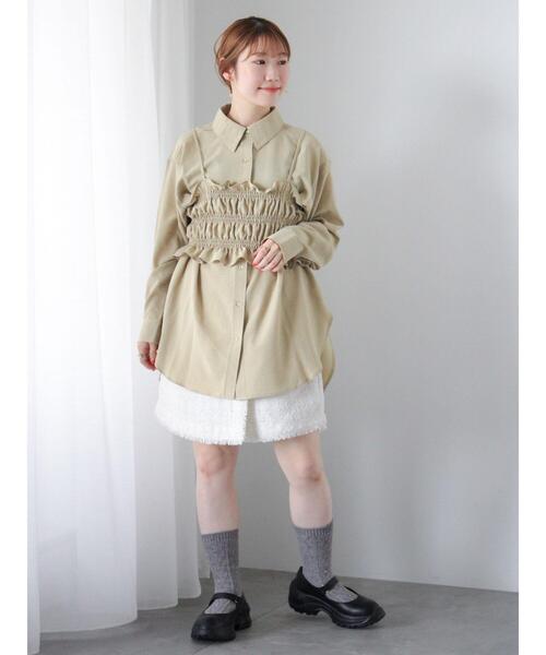 ehka sopo(エヘカソポ)の「ビスチェセットシャツ(シャツ/ブラウス・レディース・キナリ/グリーン/ブラック・F)」の18枚目の写真