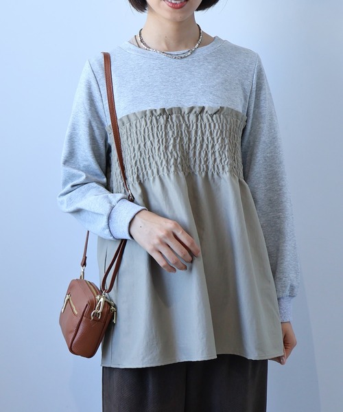 leswel（レスウェル）の「【L～5L 大きいサイズ】ビスチェ風重ねプルオーバー（Tシャツ/カットソー・レディース・クリーム/ブラック/カーキ・LL/3L/4L/5L/L）」の3枚目の写真