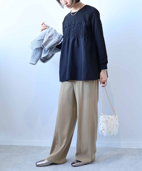 leswel（レスウェル）の「【L～5L 大きいサイズ】ビスチェ風重ねプルオーバー（Tシャツ/カットソー・レディース・クリーム/ブラック/カーキ・LL/3L/4L/5L/L）」の10枚目の写真