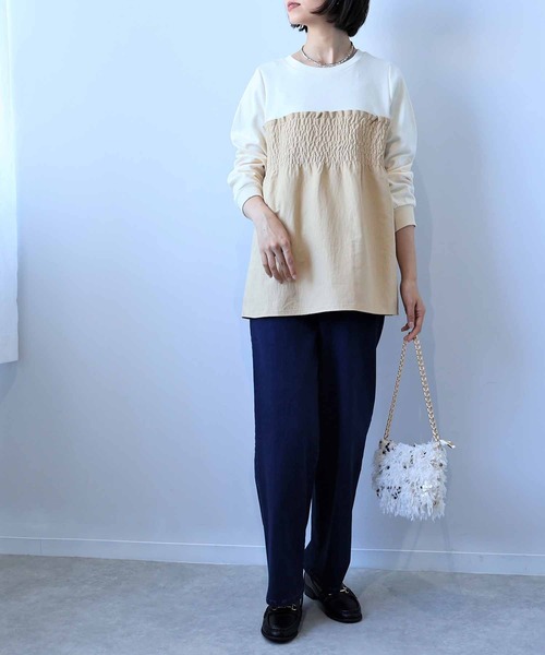 leswel（レスウェル）の「【L～5L 大きいサイズ】ビスチェ風重ねプルオーバー（Tシャツ/カットソー・レディース・クリーム/ブラック/カーキ・LL/3L/4L/5L/L）」の20枚目の写真