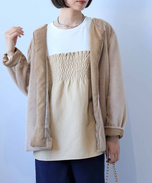 leswel（レスウェル）の「【L～5L 大きいサイズ】ビスチェ風重ねプルオーバー（Tシャツ/カットソー・レディース・クリーム/ブラック/カーキ・LL/3L/4L/5L/L）」の17枚目の写真