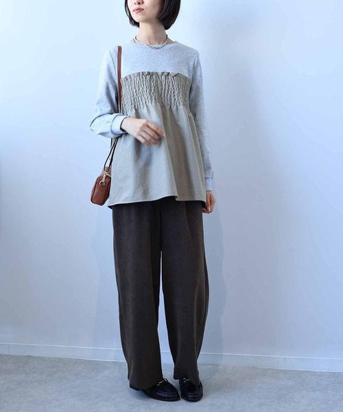 leswel（レスウェル）の「【L～5L 大きいサイズ】ビスチェ風重ねプルオーバー（Tシャツ/カットソー・レディース・クリーム/ブラック/カーキ・LL/3L/4L/5L/L）」の19枚目の写真