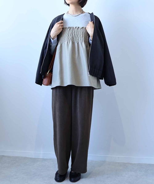 leswel（レスウェル）の「【L～5L 大きいサイズ】ビスチェ風重ねプルオーバー（Tシャツ/カットソー・レディース・クリーム/ブラック/カーキ・LL/3L/4L/5L/L）」の12枚目の写真