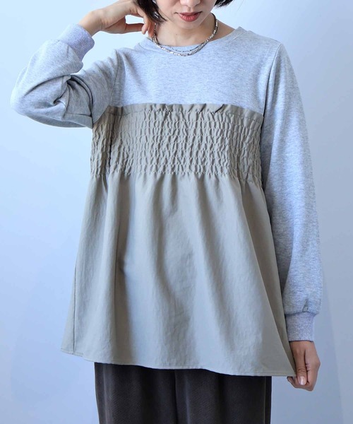 leswel（レスウェル）の「【L～5L 大きいサイズ】ビスチェ風重ねプルオーバー（Tシャツ/カットソー・レディース・クリーム/ブラック/カーキ・LL/3L/4L/5L/L）」の9枚目の写真