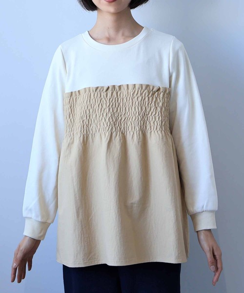 leswel（レスウェル）の「【L～5L 大きいサイズ】ビスチェ風重ねプルオーバー（Tシャツ/カットソー・レディース・クリーム/ブラック/カーキ・LL/3L/4L/5L/L）」の21枚目の写真