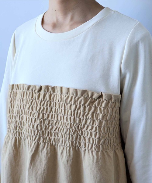 leswel（レスウェル）の「【L～5L 大きいサイズ】ビスチェ風重ねプルオーバー（Tシャツ/カットソー・レディース・クリーム/ブラック/カーキ・LL/3L/4L/5L/L）」の16枚目の写真