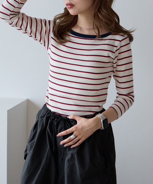 MILLER（ミラー）の「R.P.miller/ミラー Panel ribbed Q/S boat neck ボートネックTシャツ ロンT 2026新作　再入荷（Tシャツ/カットソー・レディース・ブラック/ホワイト/グリーン系/タン/レッド/ブラック系・FREE）」の22枚目の写真